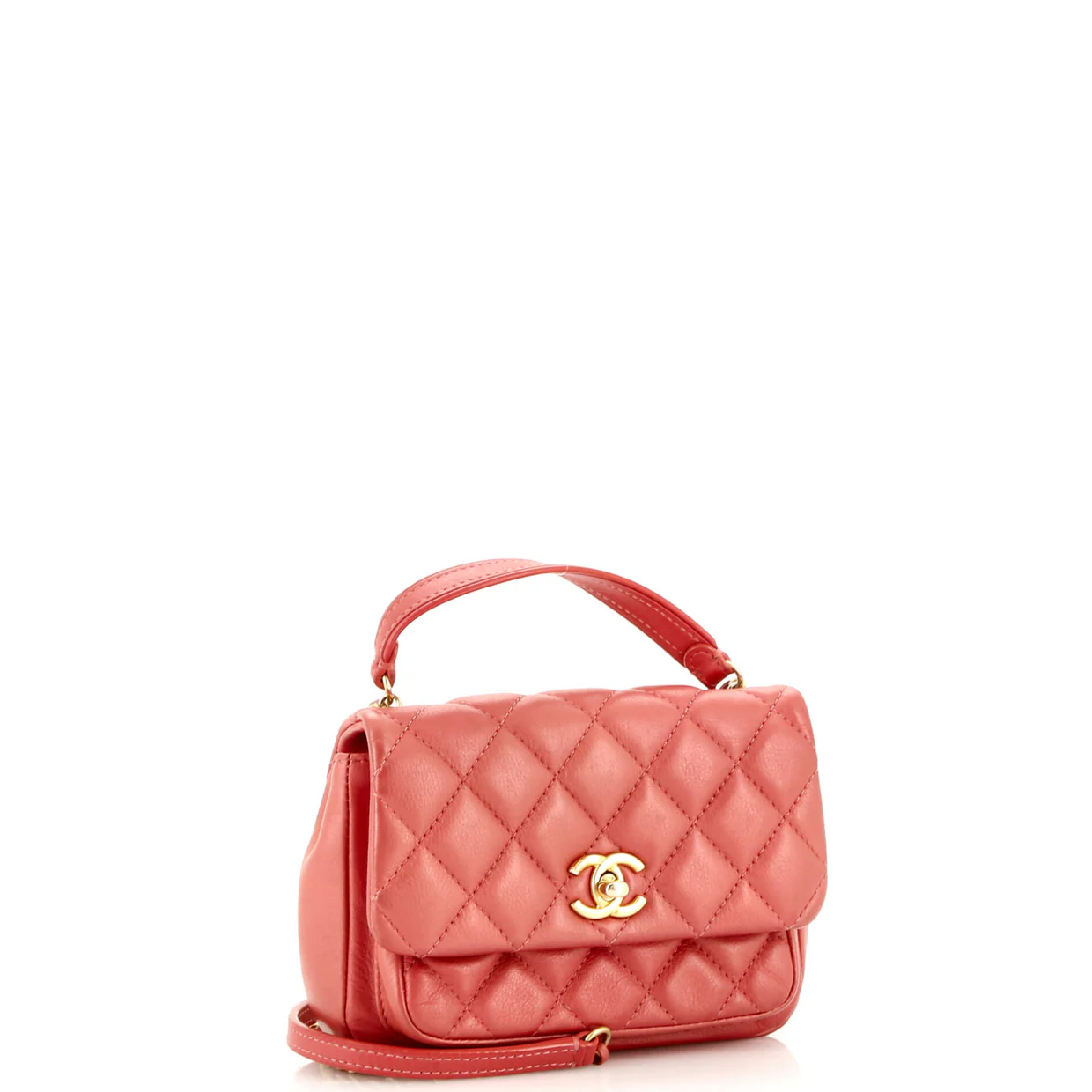 Front Pocket Top Handle Flap Bag Quilted Calfskin Mini - Deep Luxury