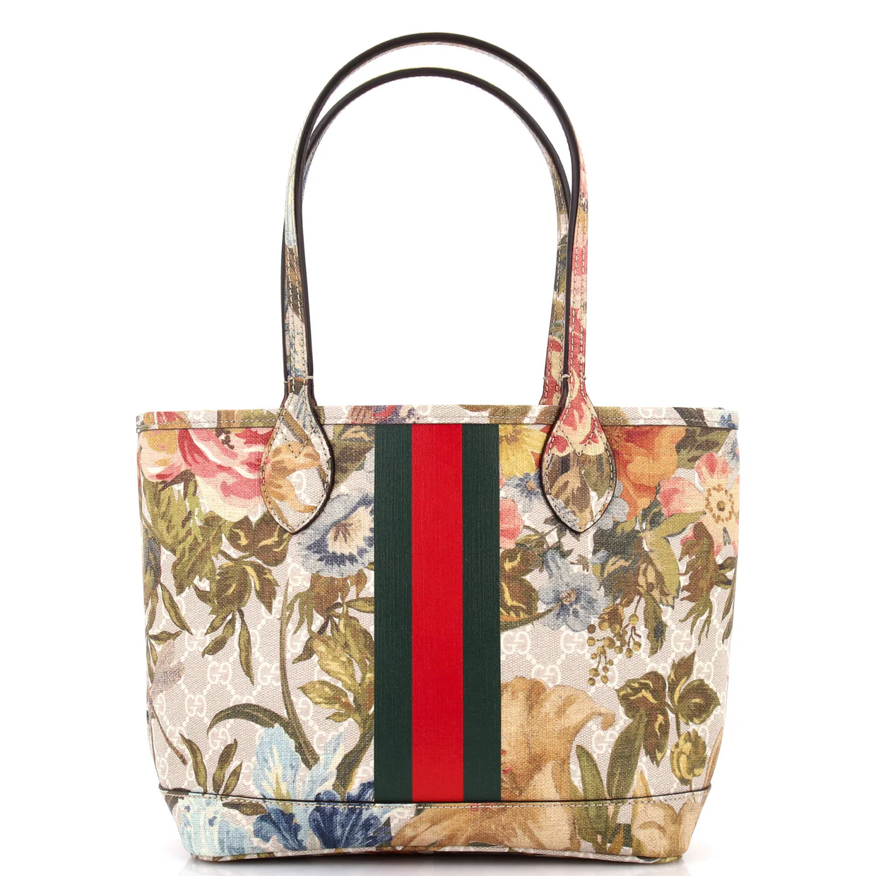 Ophidia Tote Water Flora GG Coated Canvas Medium - Deep Luxury