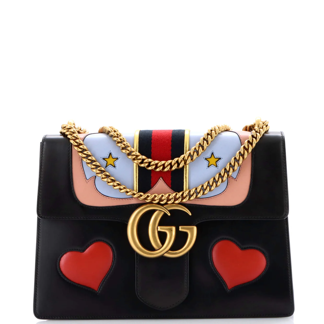 Web Heart GG Marmont Chain Shoulder Bag Leather Medium - Deep Luxury