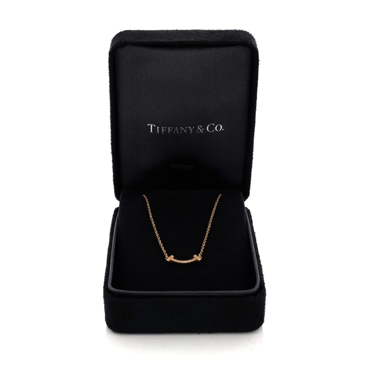 T Smile Pendant Necklace 18K Yellow Gold with Diamonds Mini - Deep Luxury