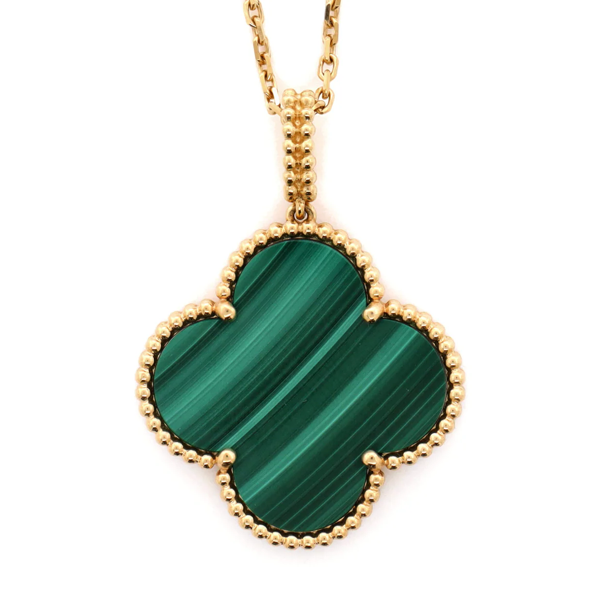 Magic Alhambra Pendant Necklace 18K Yellow Gold and Malachite - Deep Luxury