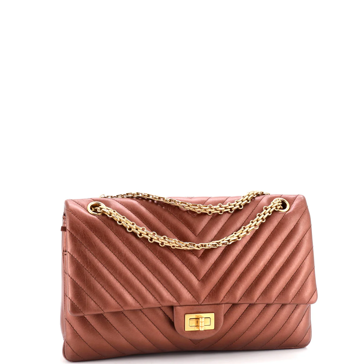 Reissue 2.55 Flap Bag Chevron Metallic Aged Calfskin 226 - Deep Luxury