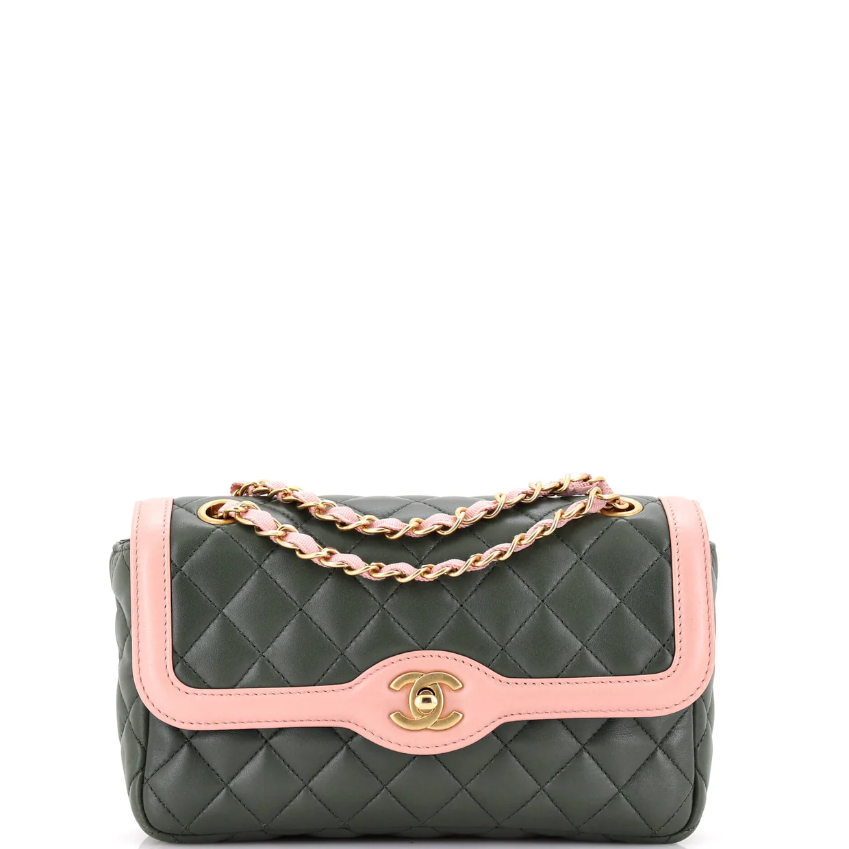 Two Tone Flap Bag Quilted Lambskin Small - Deep Luxury