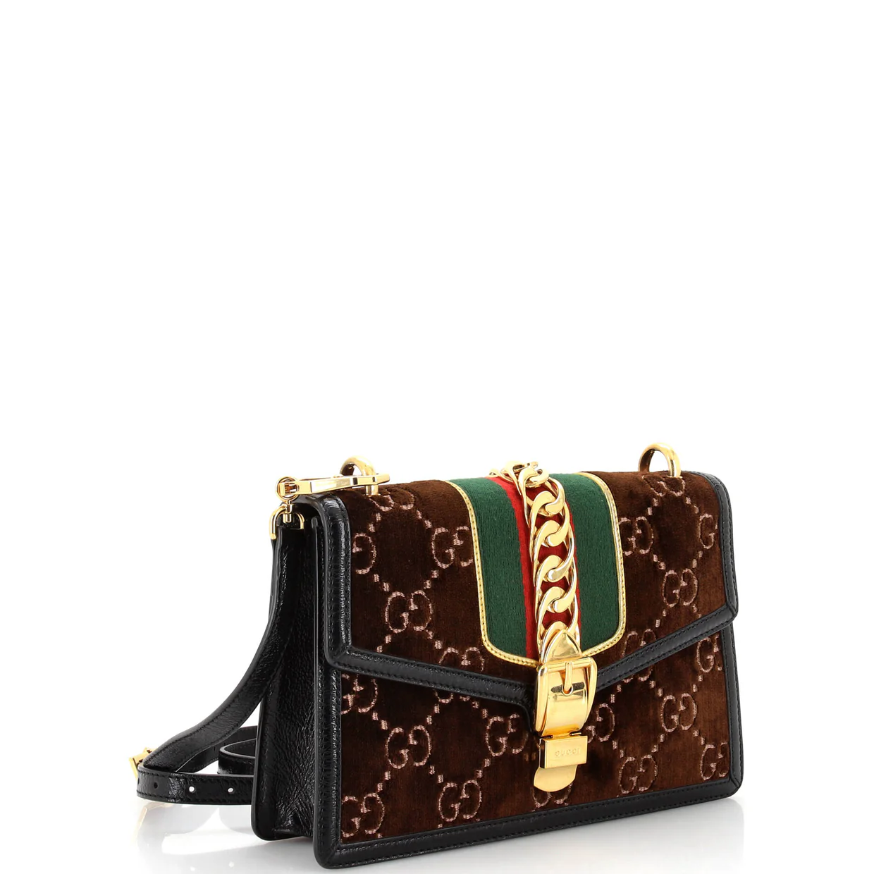 Sylvie Shoulder Bag GG Velvet Small - Deep Luxury