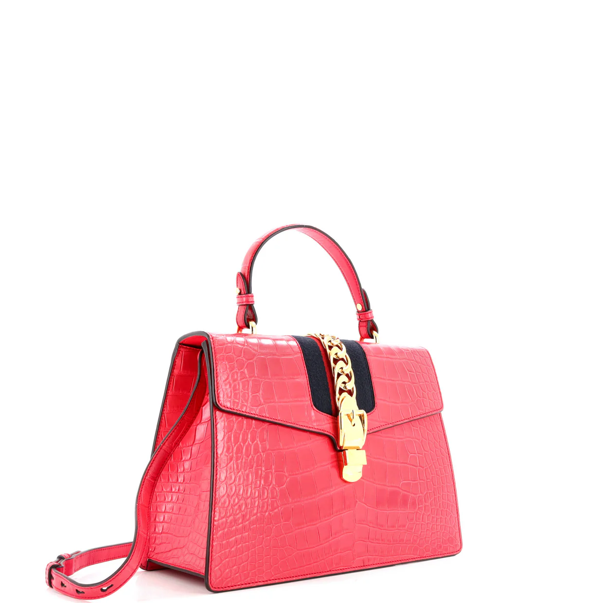 Sylvie Top Handle Bag Crocodile Medium - Deep Luxury