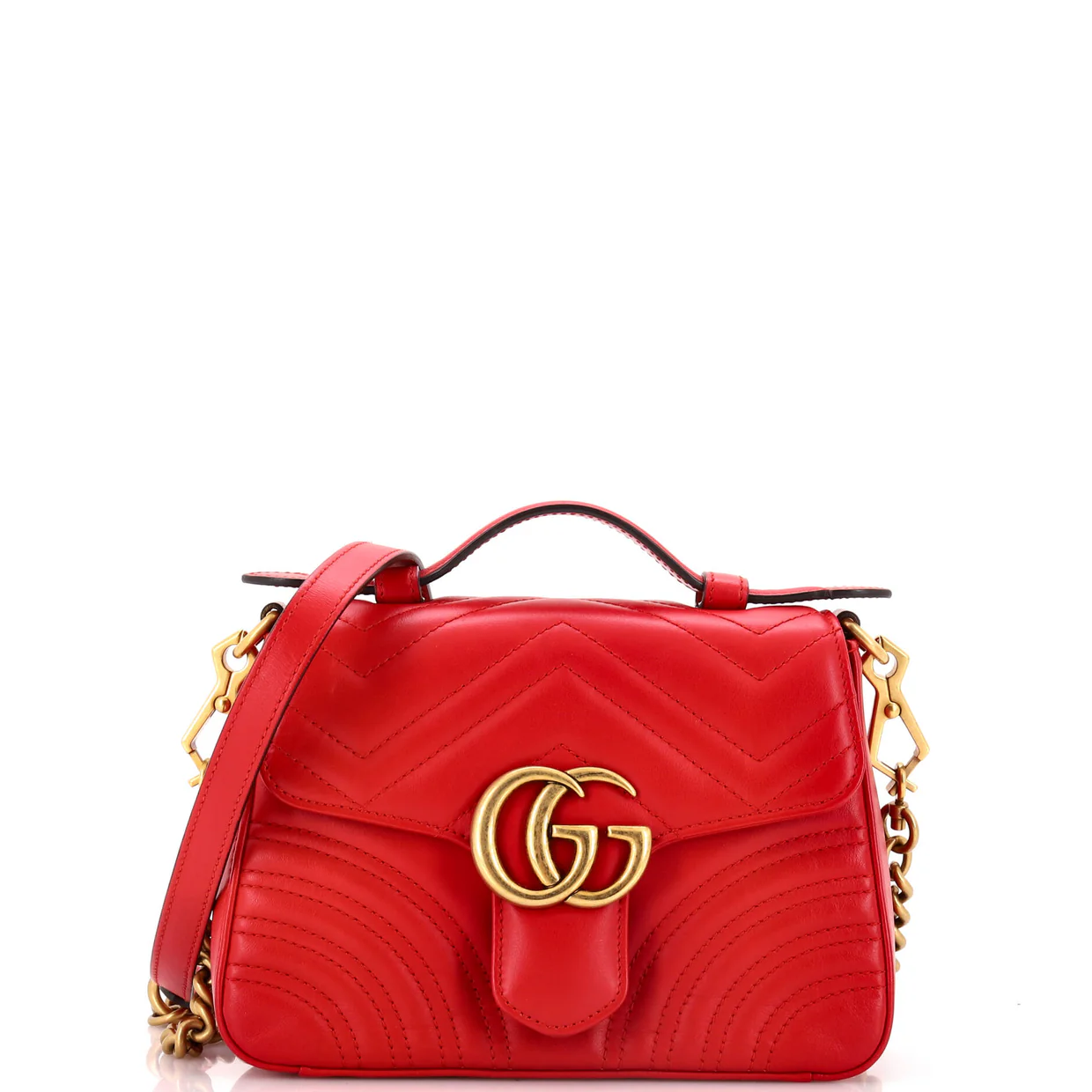 GG Marmont Top Handle Flap Bag Matelasse Leather Mini - Deep Luxury