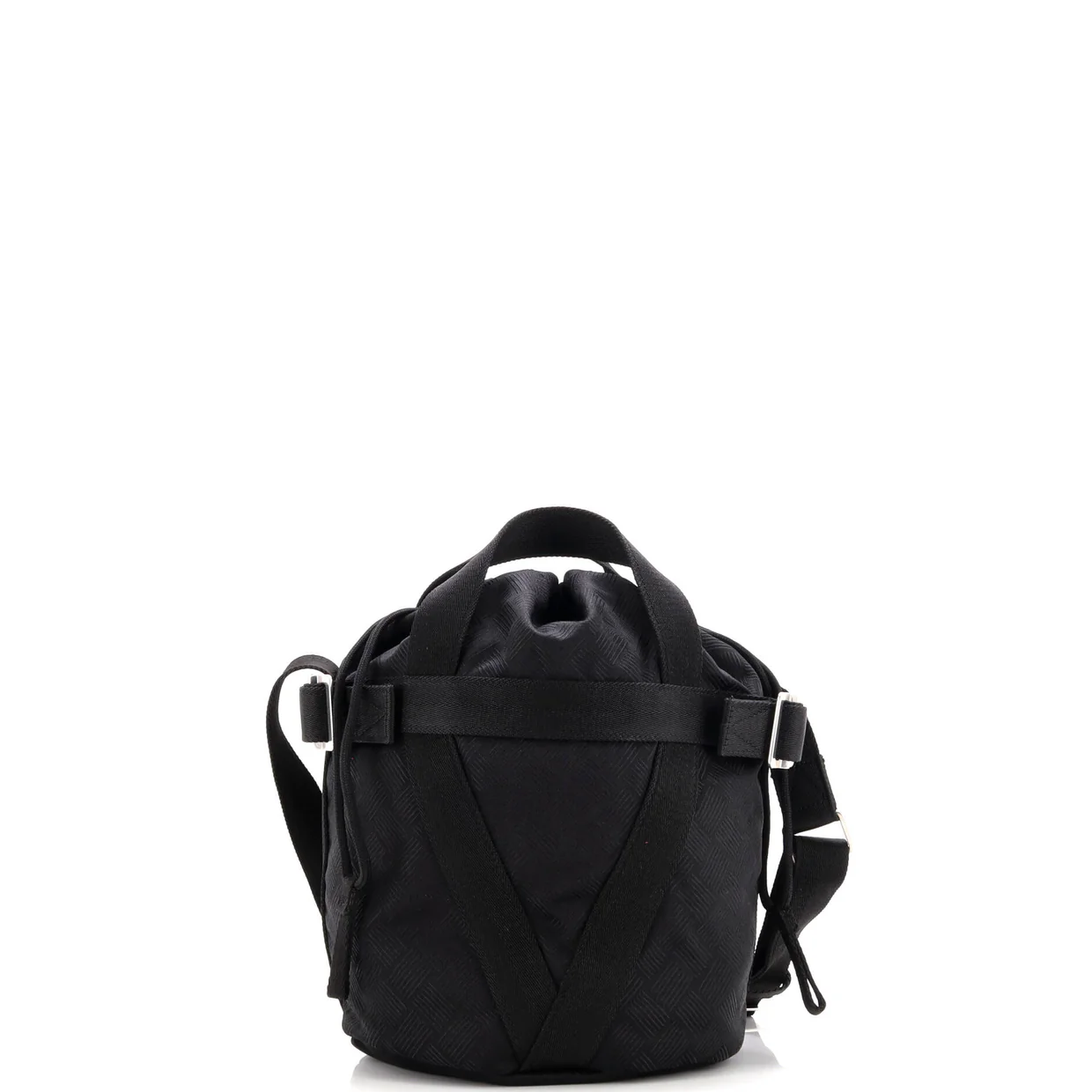 Convertible Drawstring Bucket Bag Intrecciato Effect Jacquard Small - Deep Luxury
