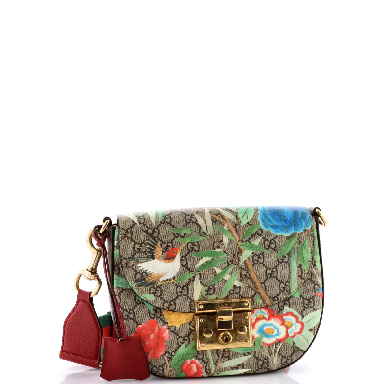 Padlock Saddle Shoulder Bag Tian Print GG Coated Canvas Medium - Deep Luxury