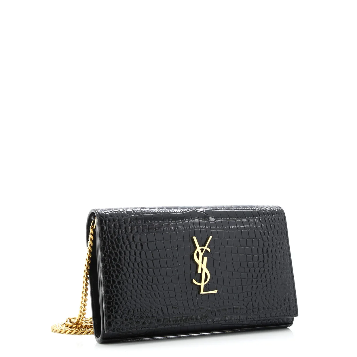 Classic Monogram Wallet on Chain Crocodile Embossed Leather - Deep Luxury
