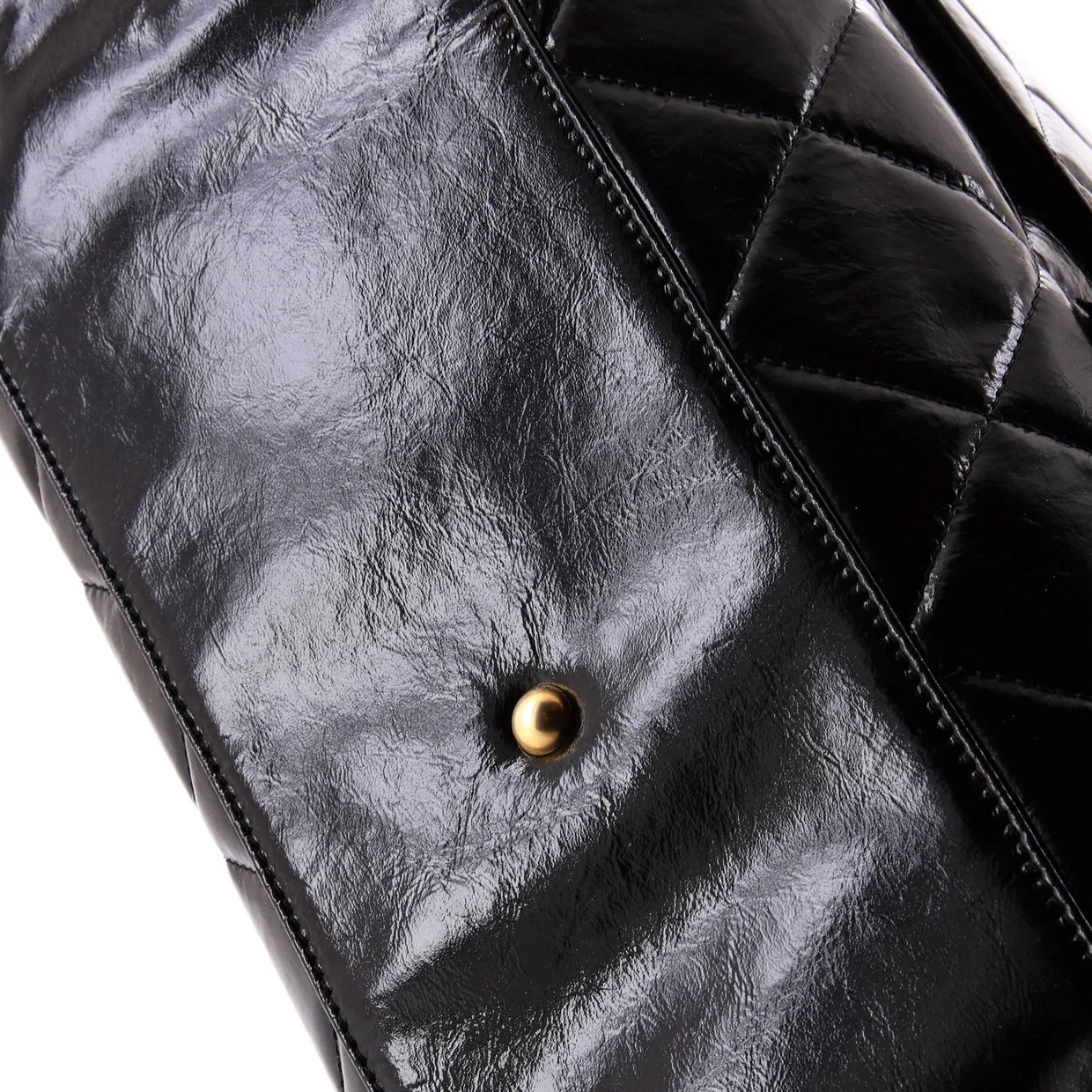 CC No. 5 Medallion Flap Chain Bowler Bag Quilted Patent Large - Deep Luxury