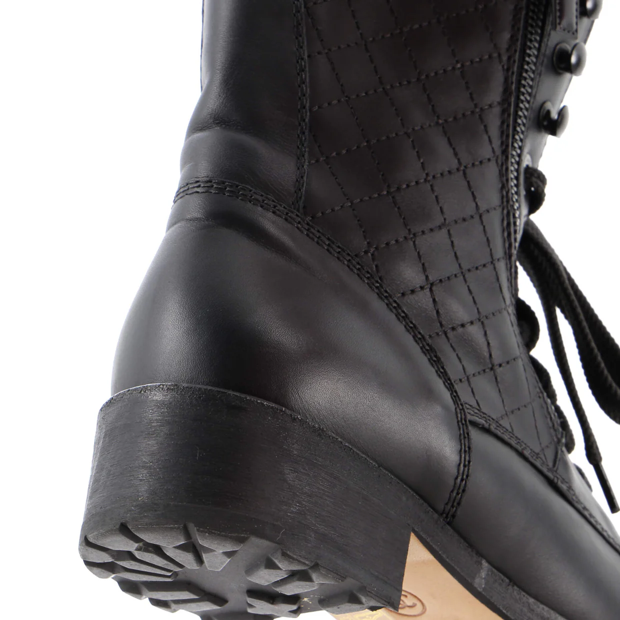 Women's CC Zip Up Combat Boots Quilted Leather - Deep Luxury