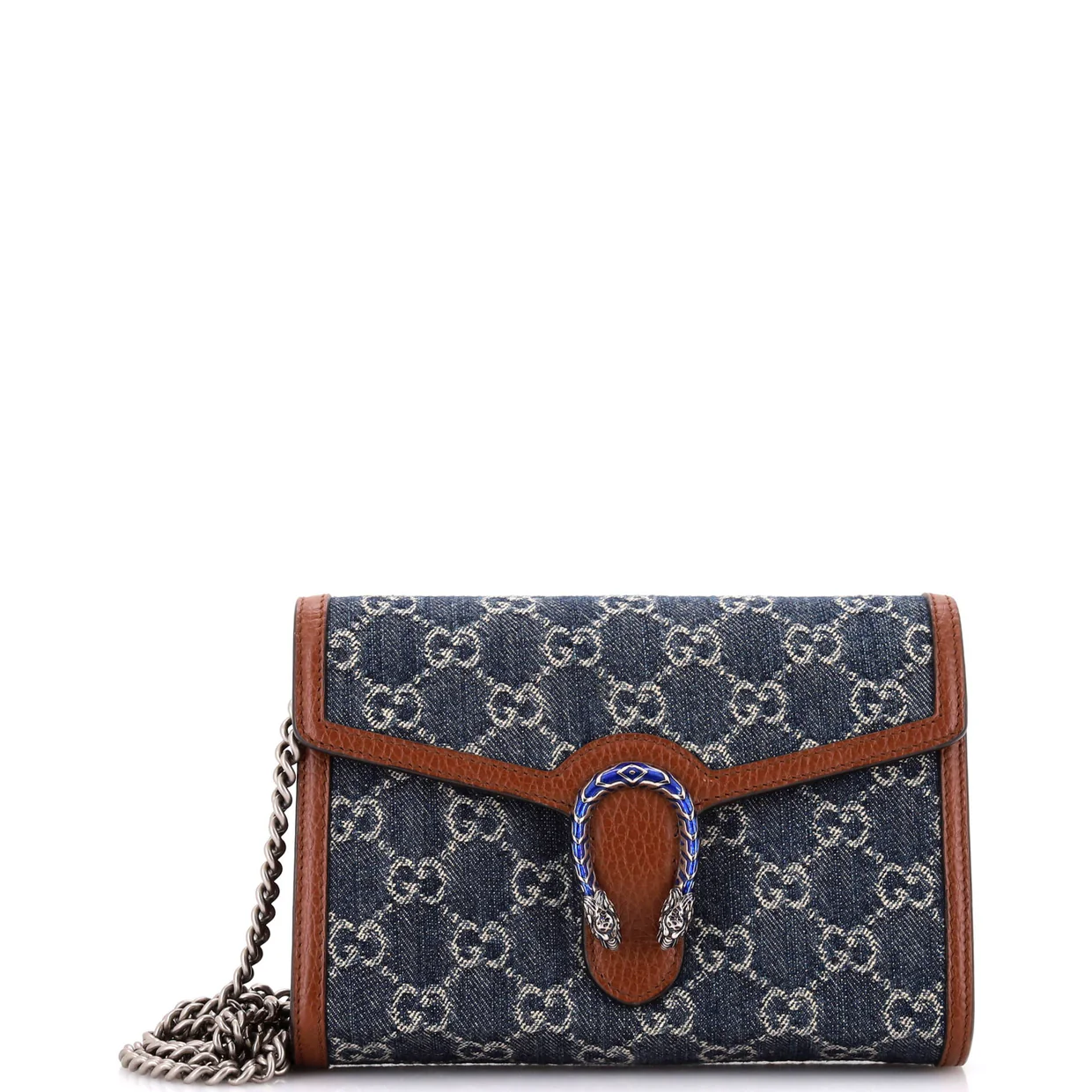 Dionysus Chain Wallet GG Denim Small - Deep Luxury