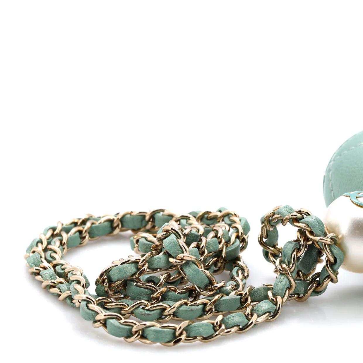 CC Pearl Coin Card Holder with Chain Quilted Iridescent Caviar - Deep Luxury