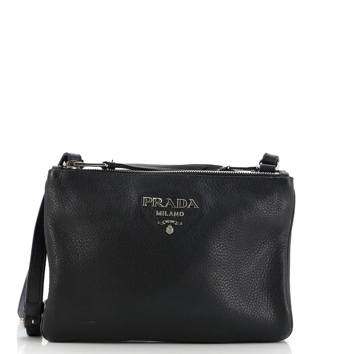 Double Zip Crossbody Bag Vitello Daino Small - Deep Luxury