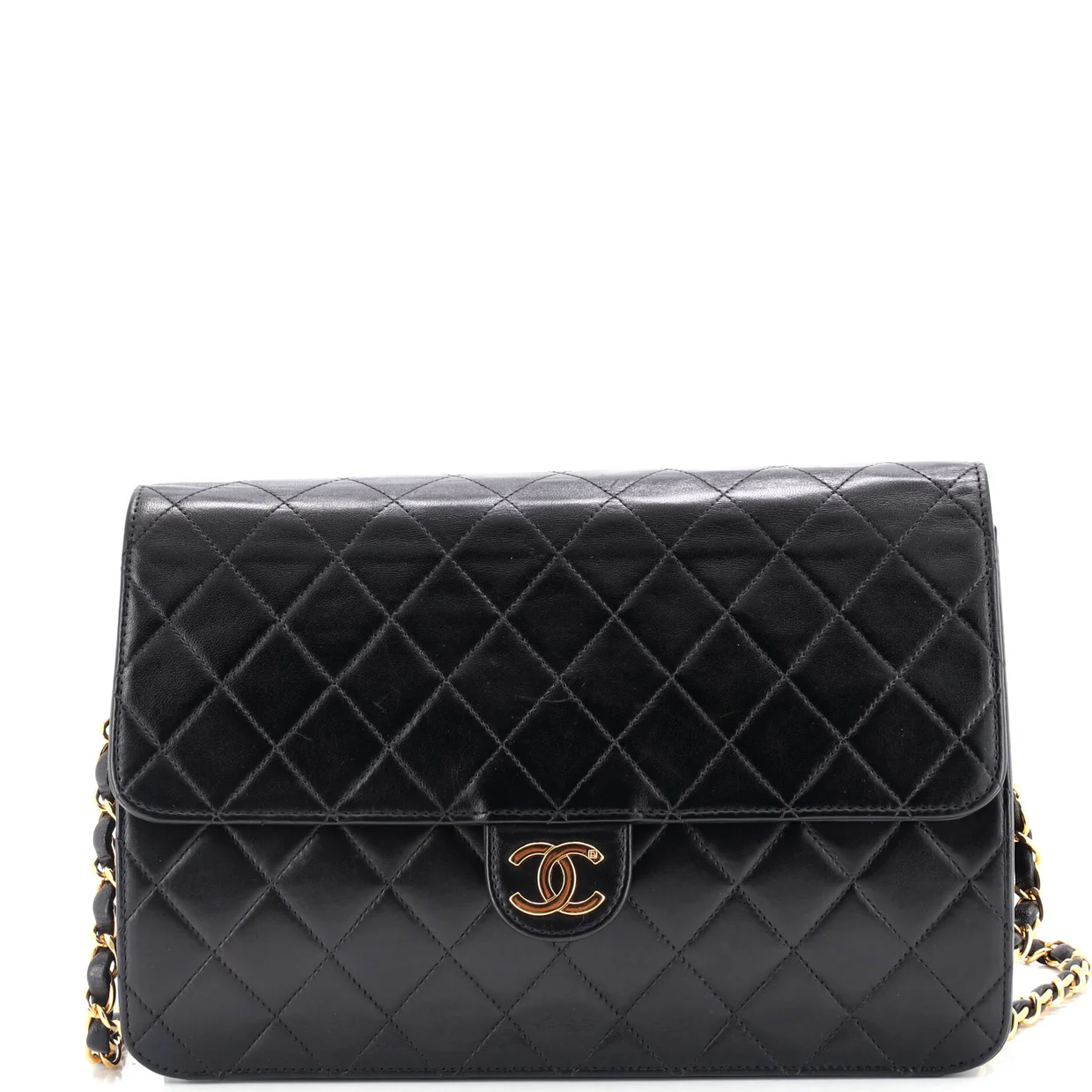 Vintage Clutch with Chain Quilted Leather Medium - Deep Luxury