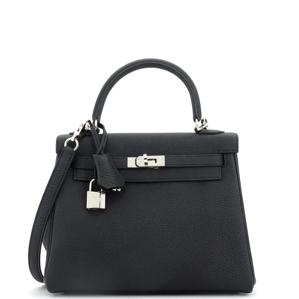 Kelly Handbag Noir Togo with Palladium Hardware 25 - Deep Luxury