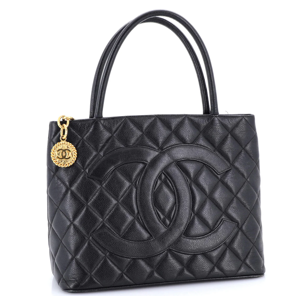 Medallion Tote Quilted Caviar - Deep Luxury