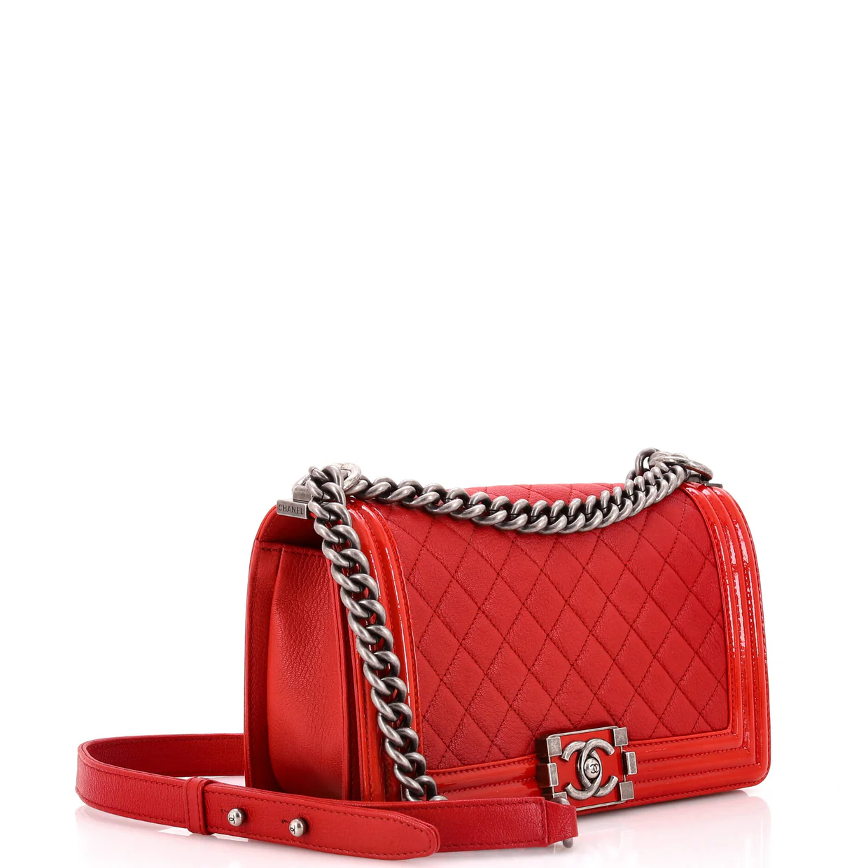 Boy Flap Bag Quilted Goatskin with Patent Old Medium - Deep Luxury