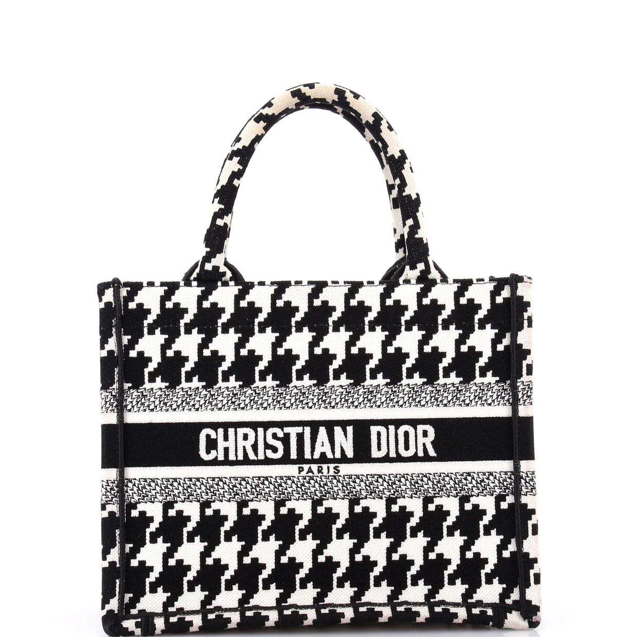 Book Tote Houndstooth Canvas Small - Deep Luxury