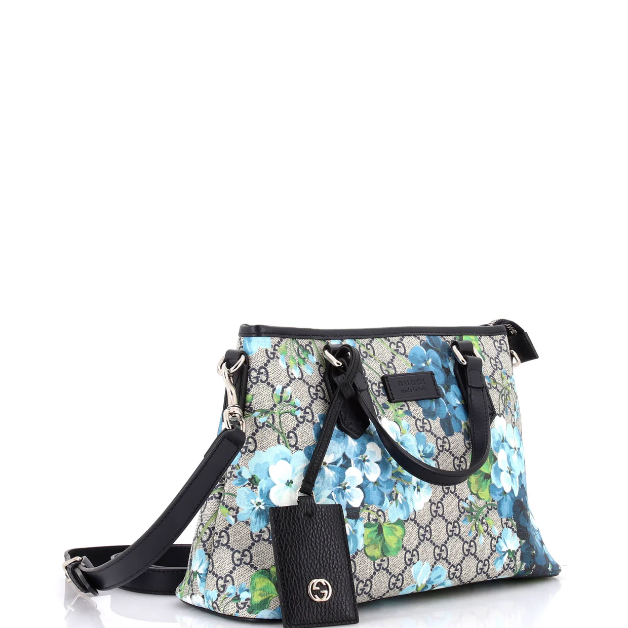 Convertible Zip Tote Blooms Print GG Coated Canvas Medium - Deep Luxury