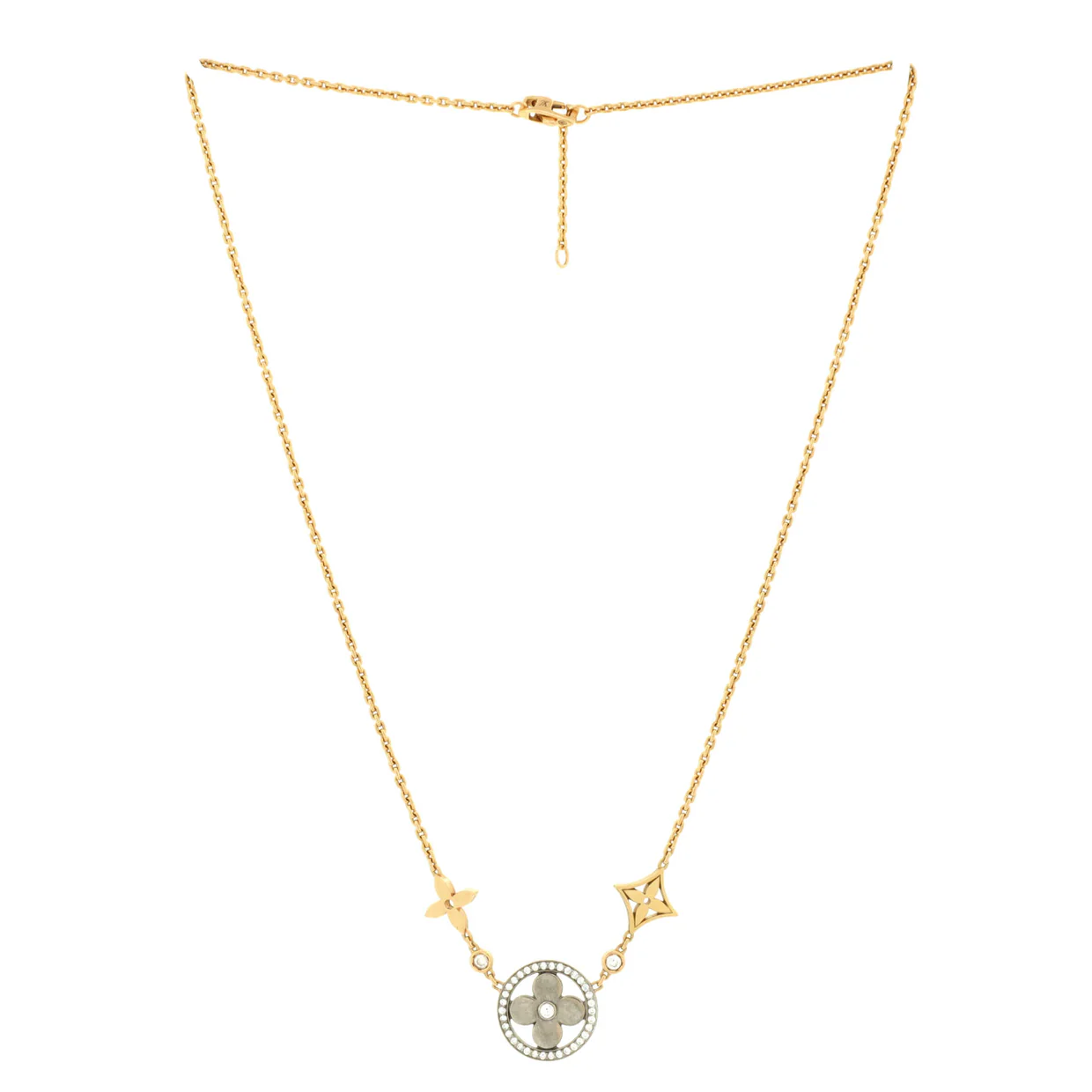 Blossom XL Necklace 18K Tricolor Gold with Diamonds - Deep Luxury