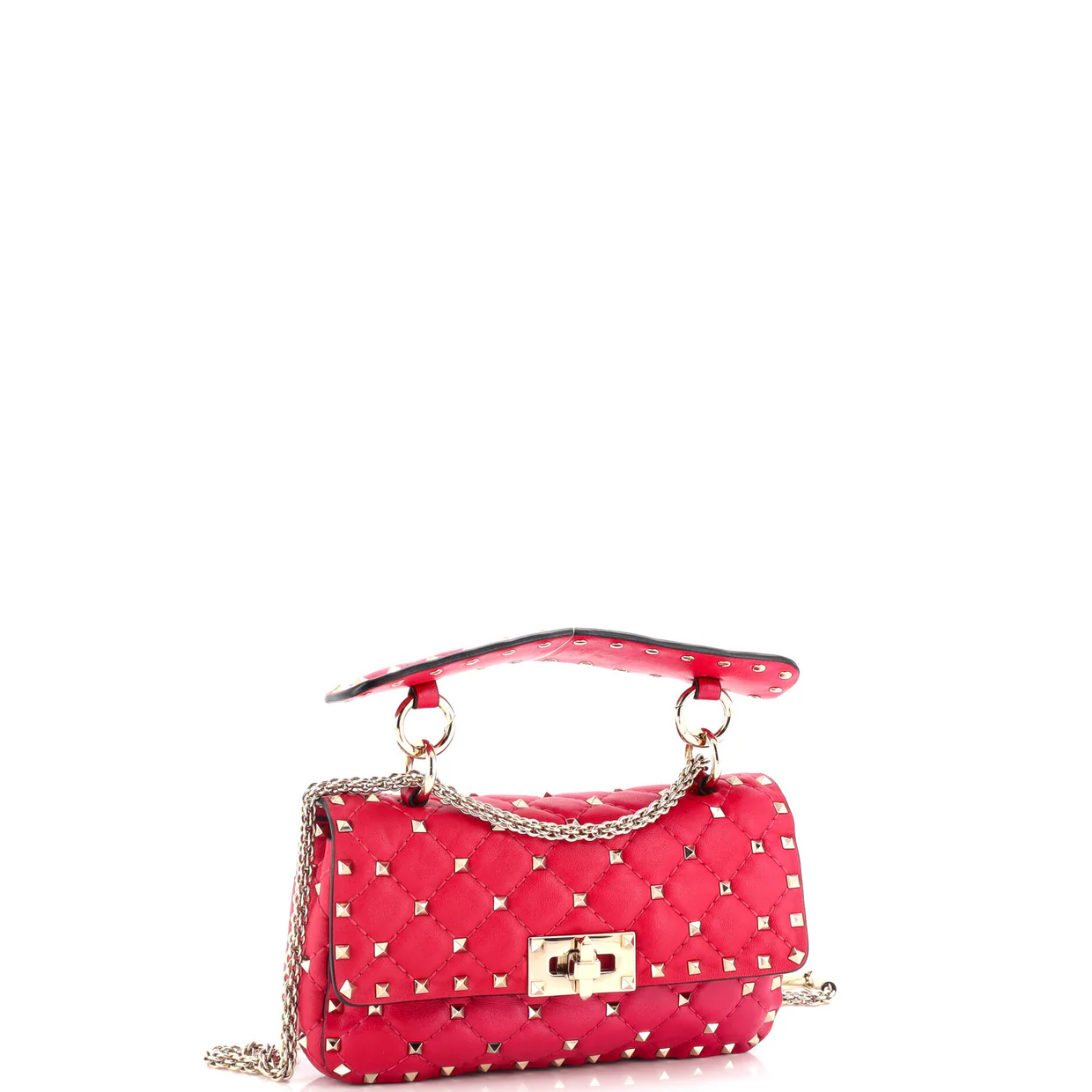 Rockstud Spike Flap Bag Quilted Leather Small - Deep Luxury