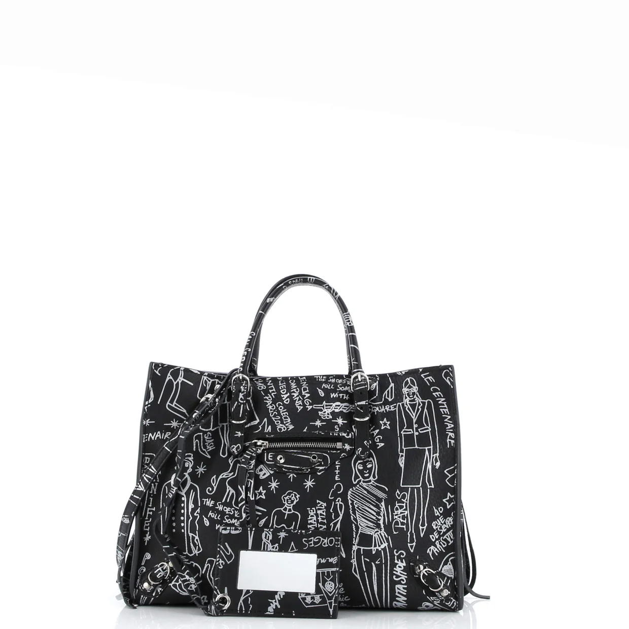 Papier Graffiti A6 Zip Around Classic Studs Bag Leather - Deep Luxury