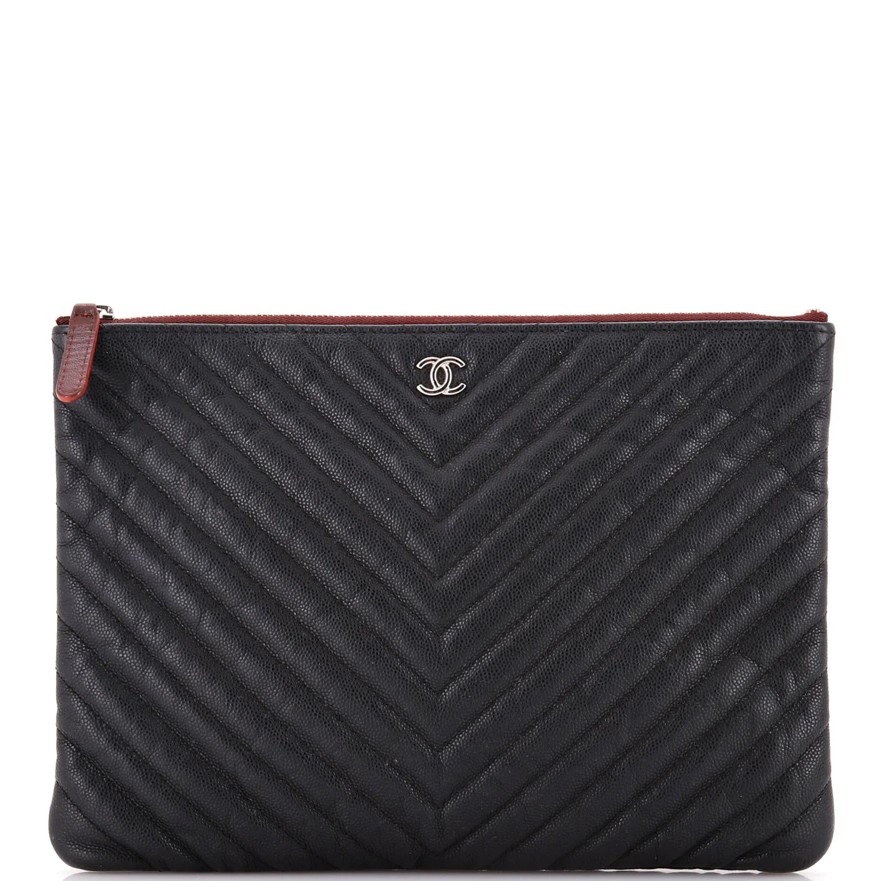 O Case Clutch Chevron Caviar Medium - Deep Luxury