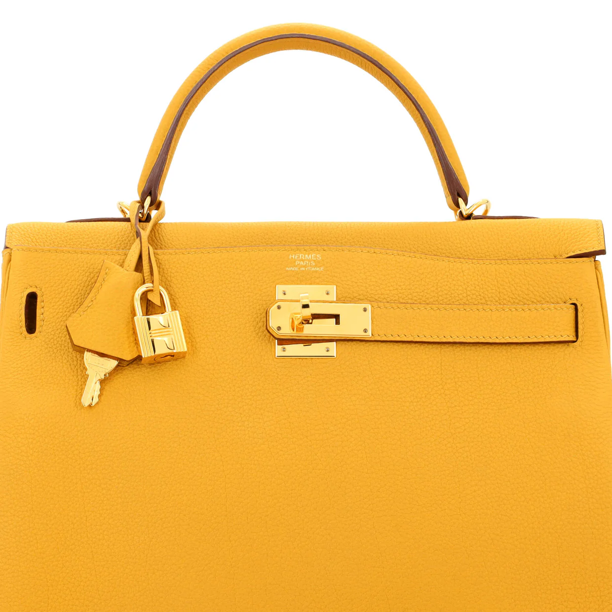 Kelly Handbag Jaune Ambre Togo with Gold Hardware 32 - Deep Luxury