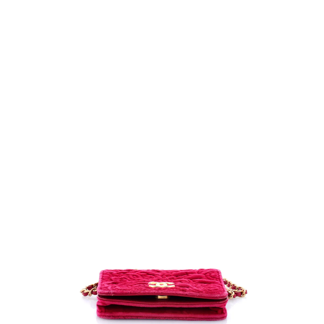 Flap Coin Purse with Chain Camellia Velvet - Deep Luxury