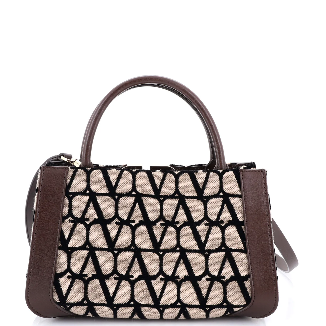 VLogo Shopper Tote Toile Iconograph Fabric with Leather Small - Deep Luxury