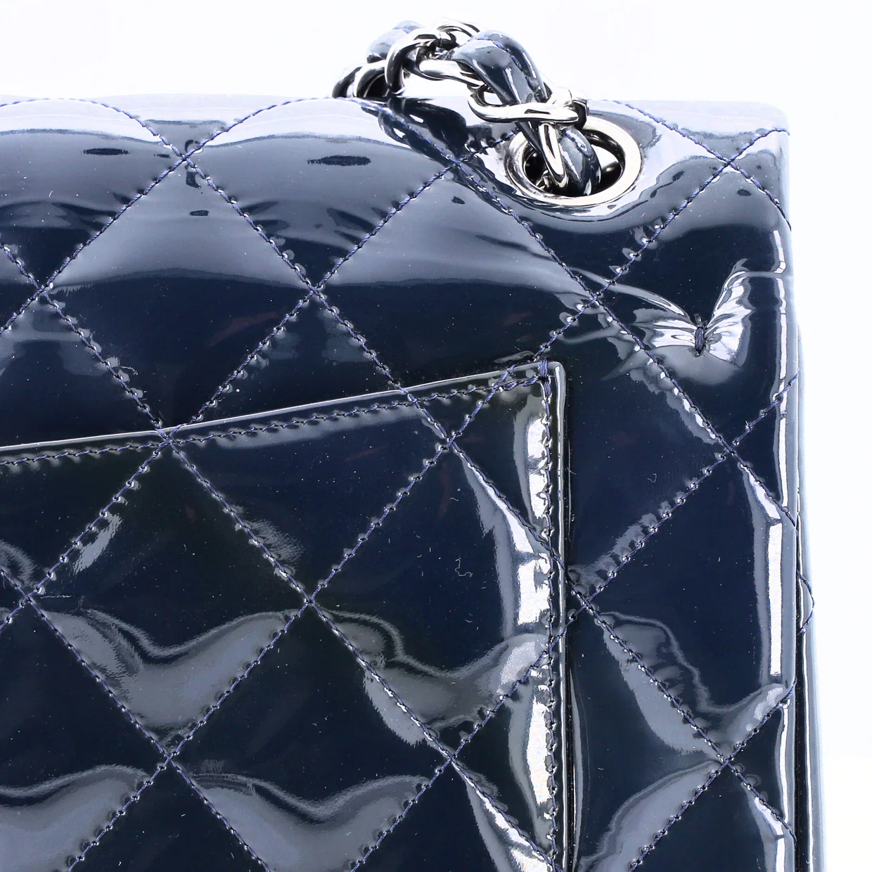 Classic Double Flap Bag Quilted Patent Jumbo - Deep Luxury