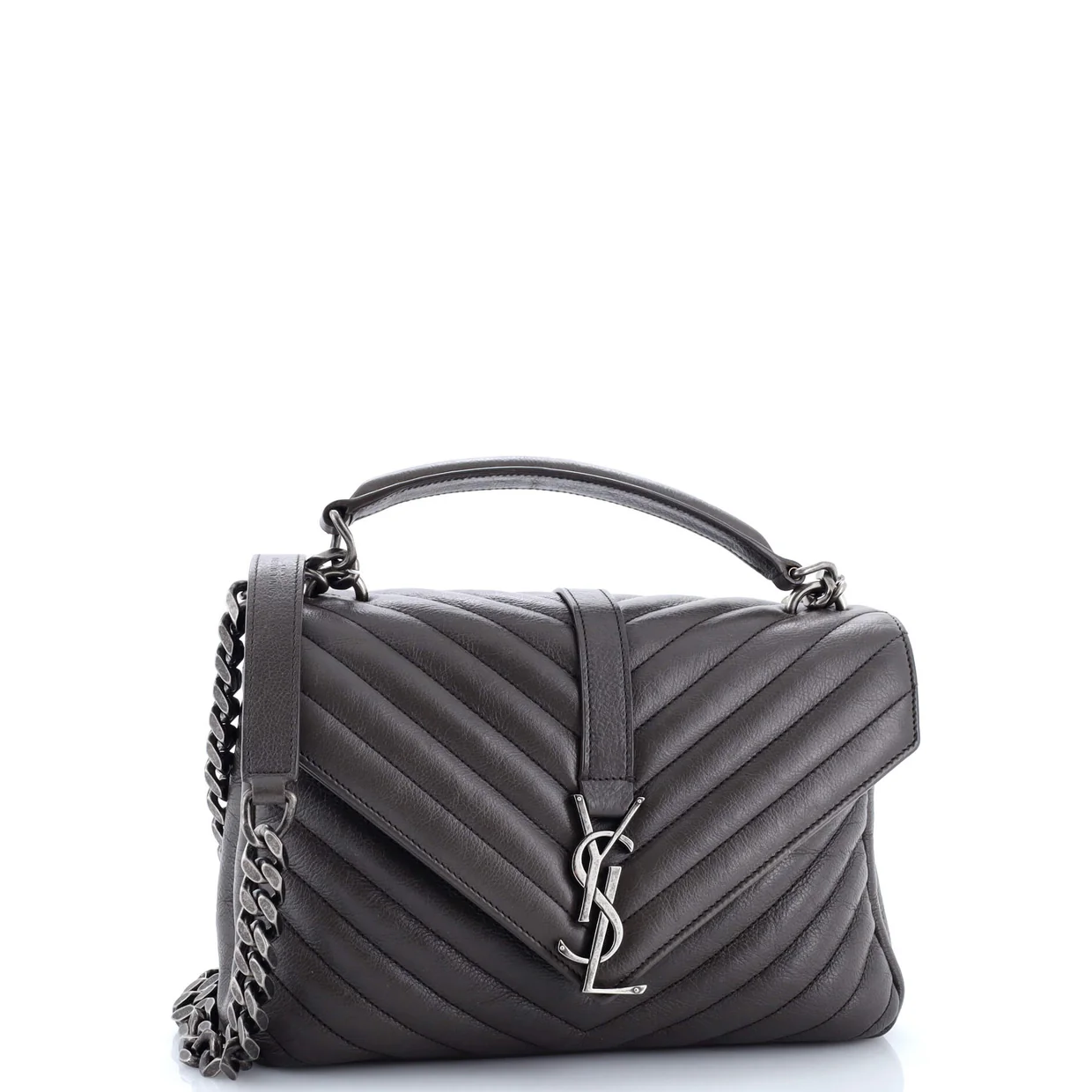 Classic Monogram College Bag Matelasse Chevron Leather Medium - Deep Luxury