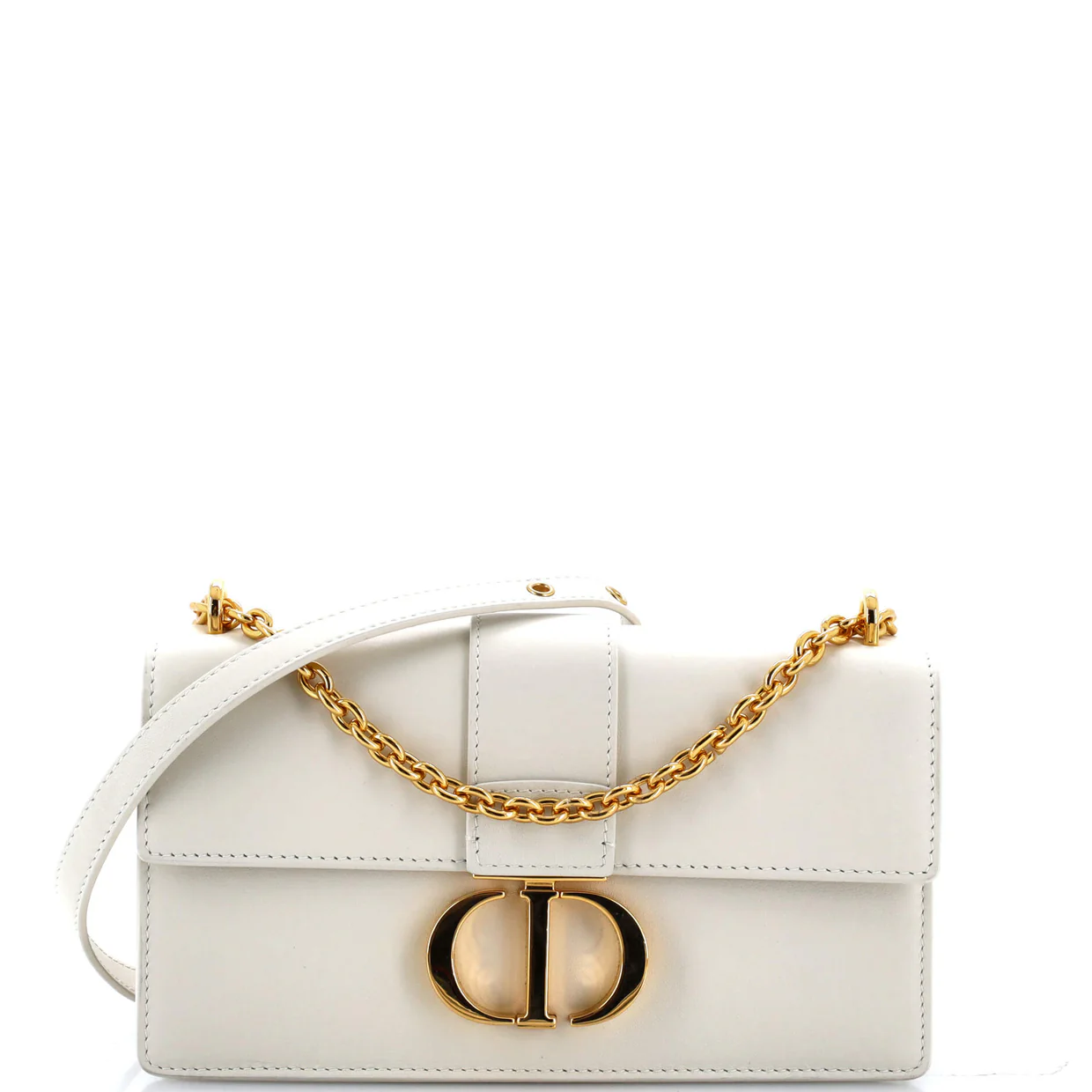 30 Montaigne Chain Flap Bag Leather East West - Deep Luxury