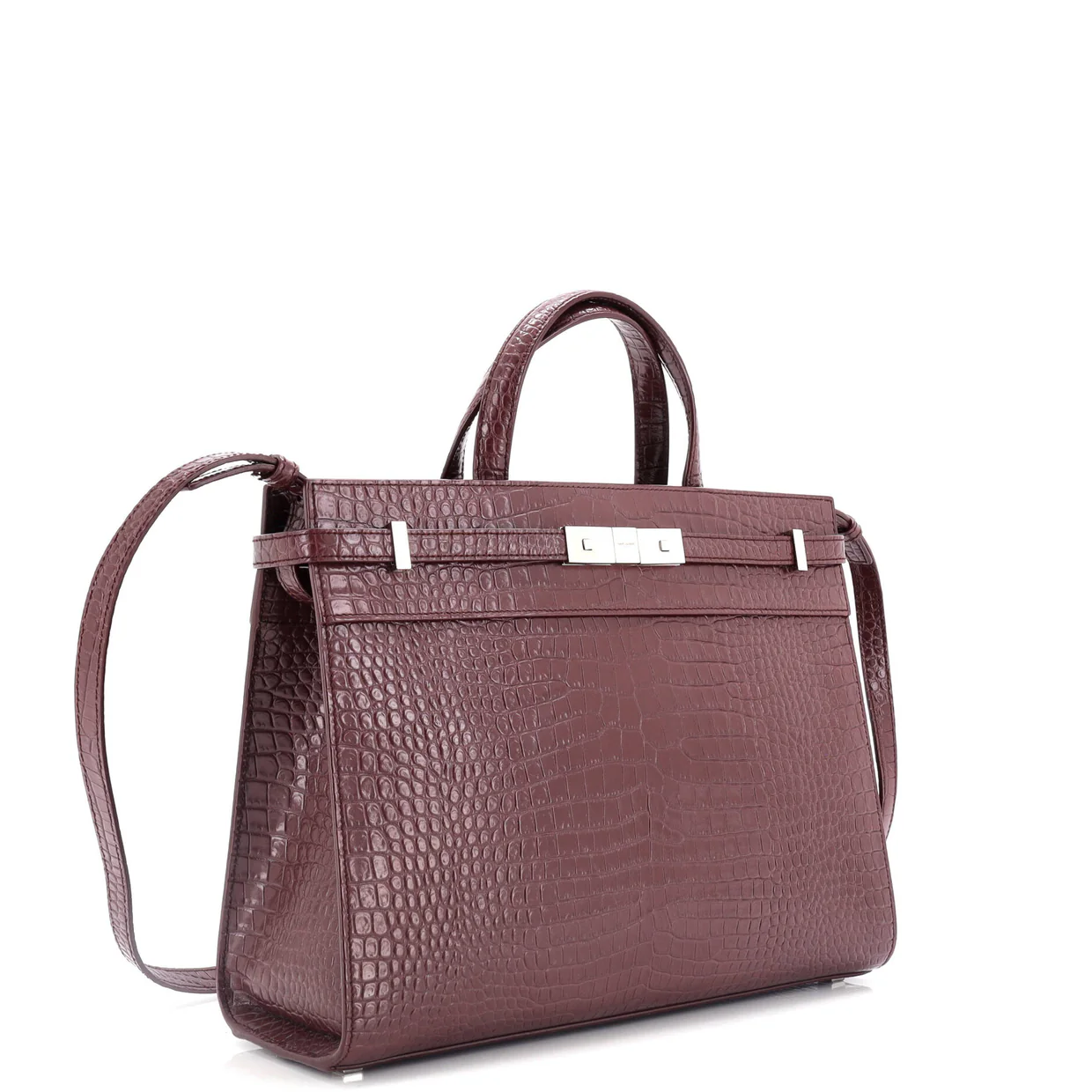 Manhattan Tote Crocodile Embossed Leather Small - Deep Luxury