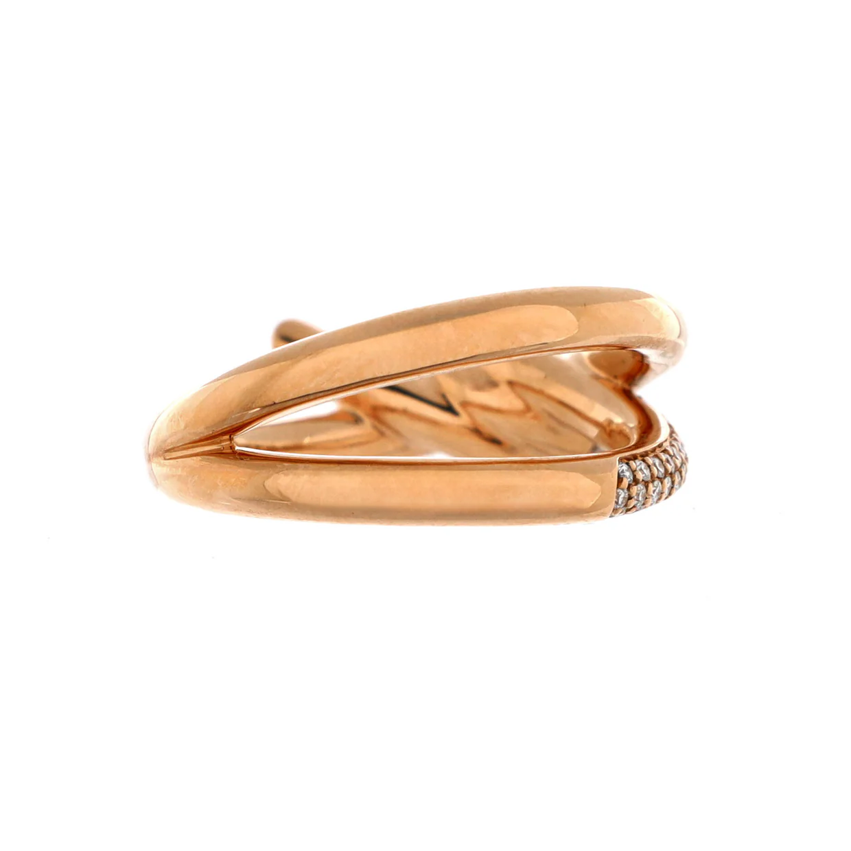 Double Row Knot Ring 18K Rose Gold with Diamonds - Deep Luxury
