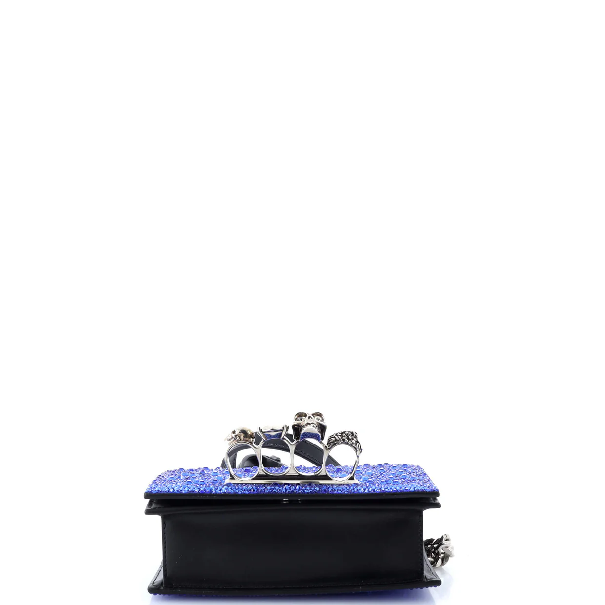 Jewelled Flap Satchel Crystal Embellished Studded Leather Mini - Deep Luxury