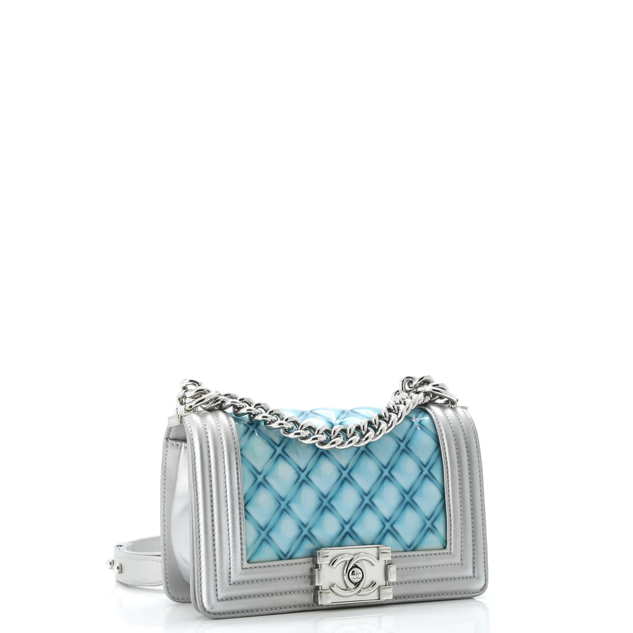 Boy Flap Bag Quilted Holographic PVC Small - Deep Luxury