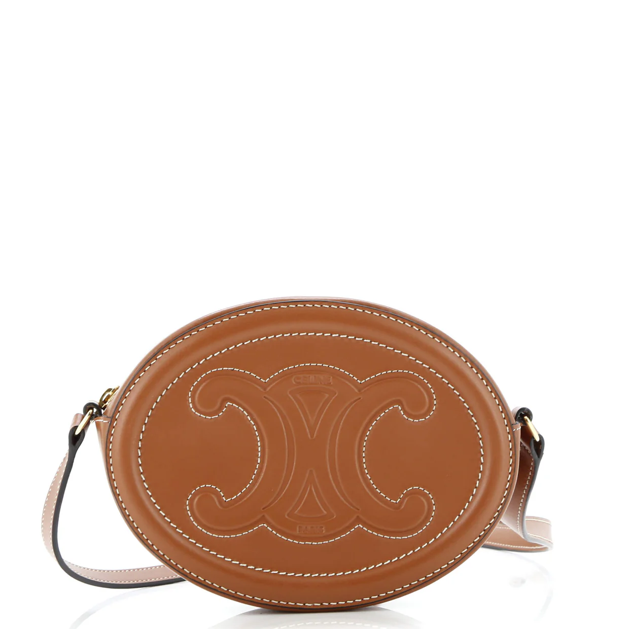Triomphe Oval Crossbody Bag Leather Mini - Deep Luxury