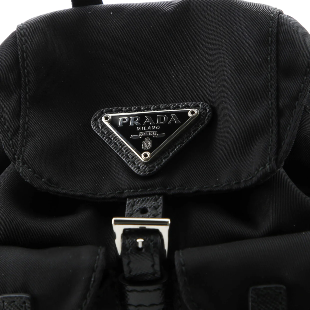 Double Pocket Backpack Chain Shoulder Bag Re-Nylon Mini - Deep Luxury