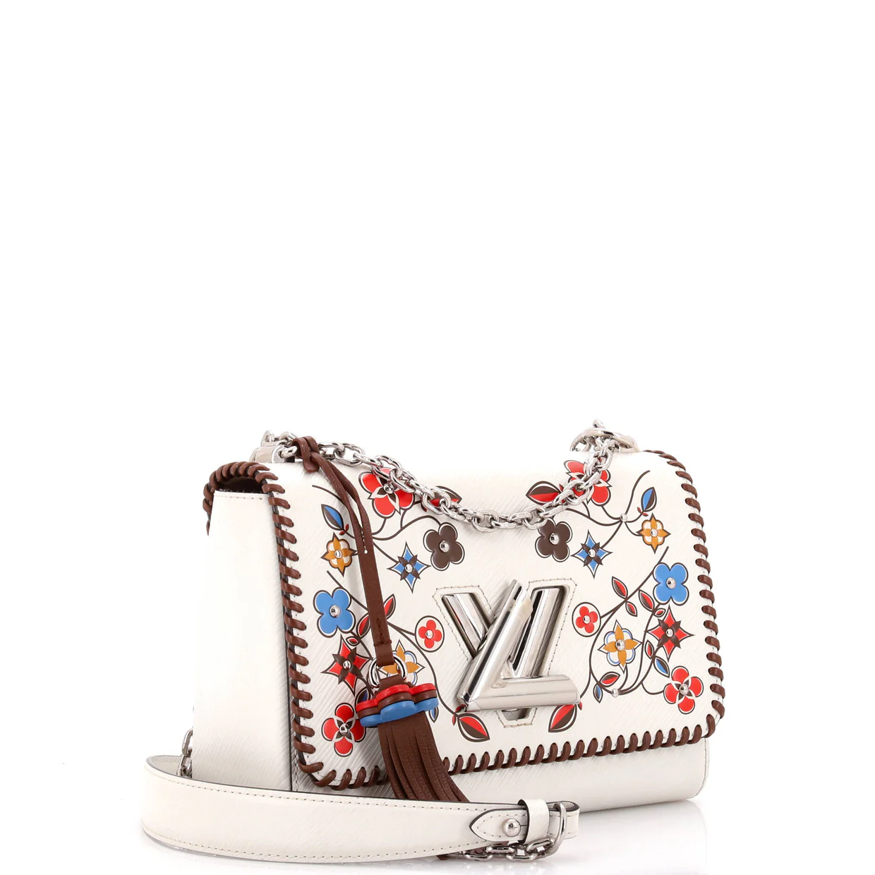 Twist Handbag Limited Edition Flower Embellished Epi Leather with Whipstitch Details MM - Deep Luxury