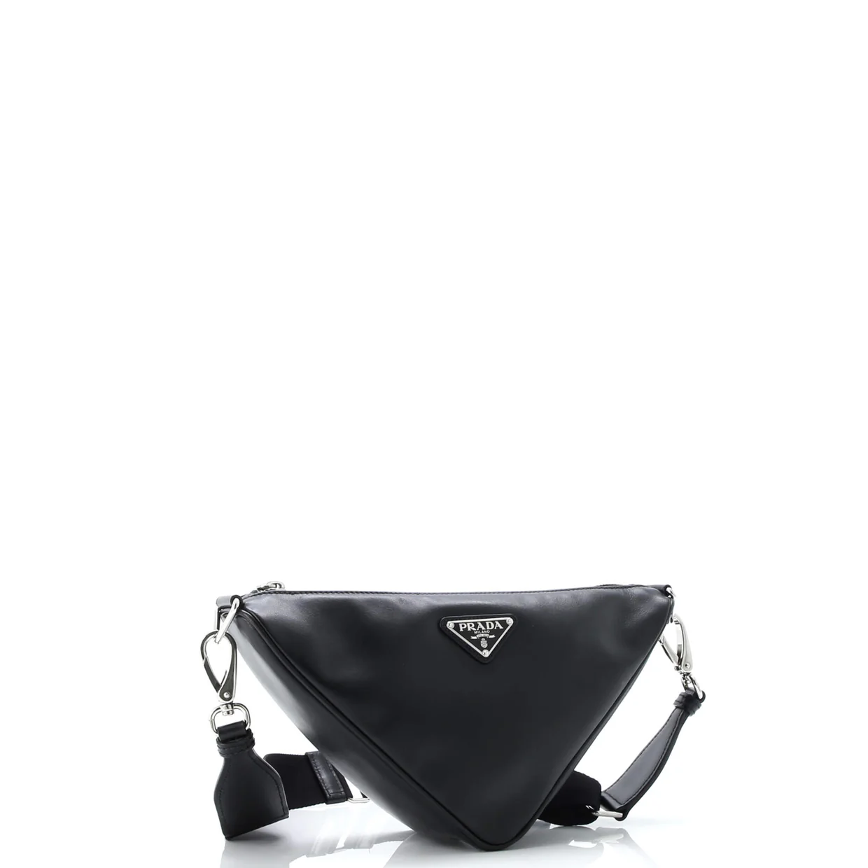 Triangle Logo Zip Crossbody Bag Soft Leather Small - Deep Luxury