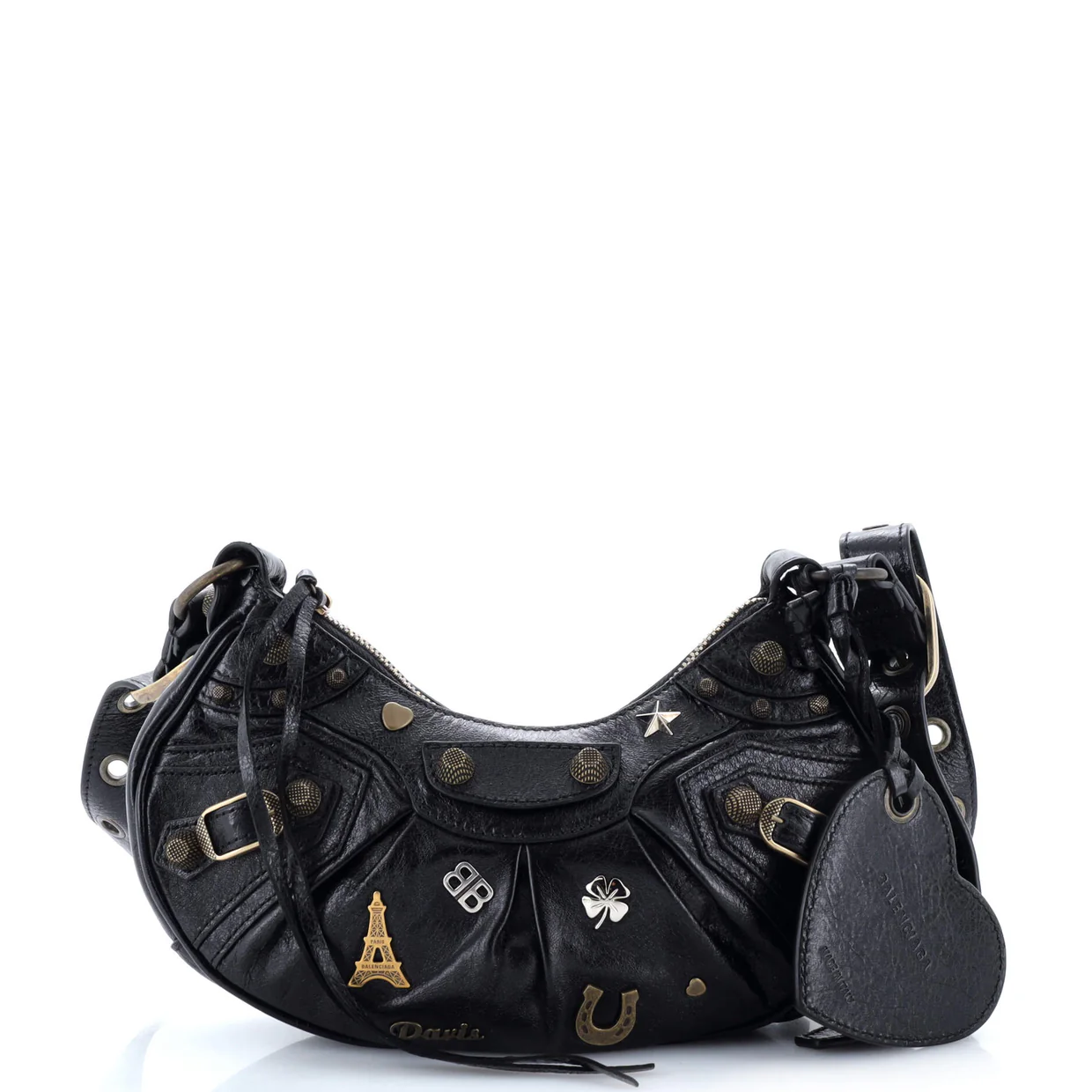 Le Cagole Giant Studs Shoulder Bag Pin Embellished Leather XS - Deep Luxury