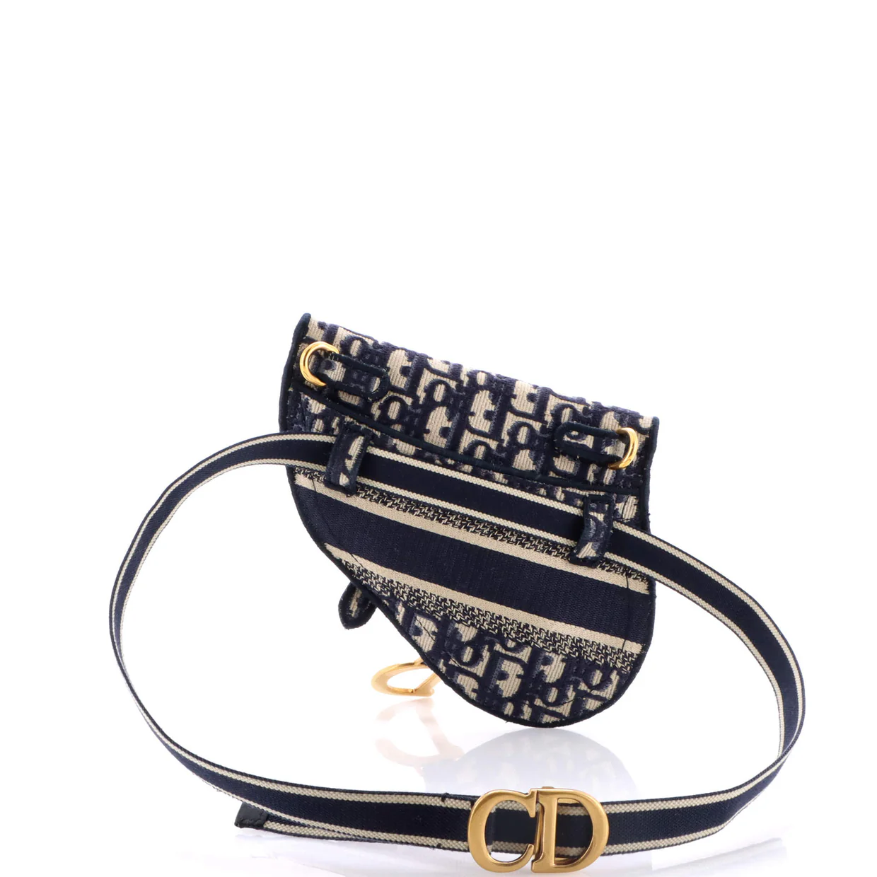 Saddle Belt Bag Logo Embroidered Oblique Canvas - Deep Luxury