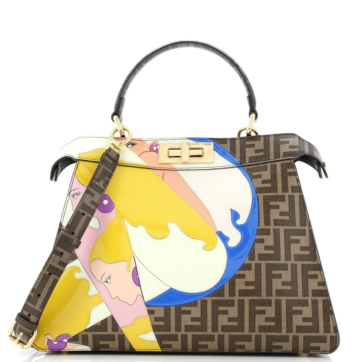 Antonio Lopez Peekaboo ISeeU Bag Zucca Coated Canvas with Printed Leather Inlay Medium - Deep Luxury