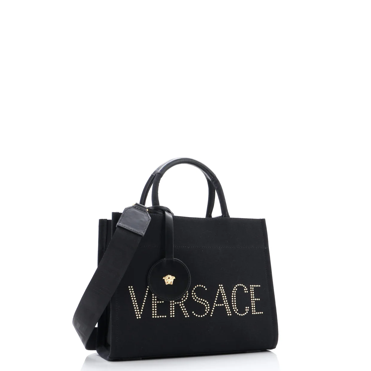 Logo Convertible Tote Studded Canvas Small - Deep Luxury