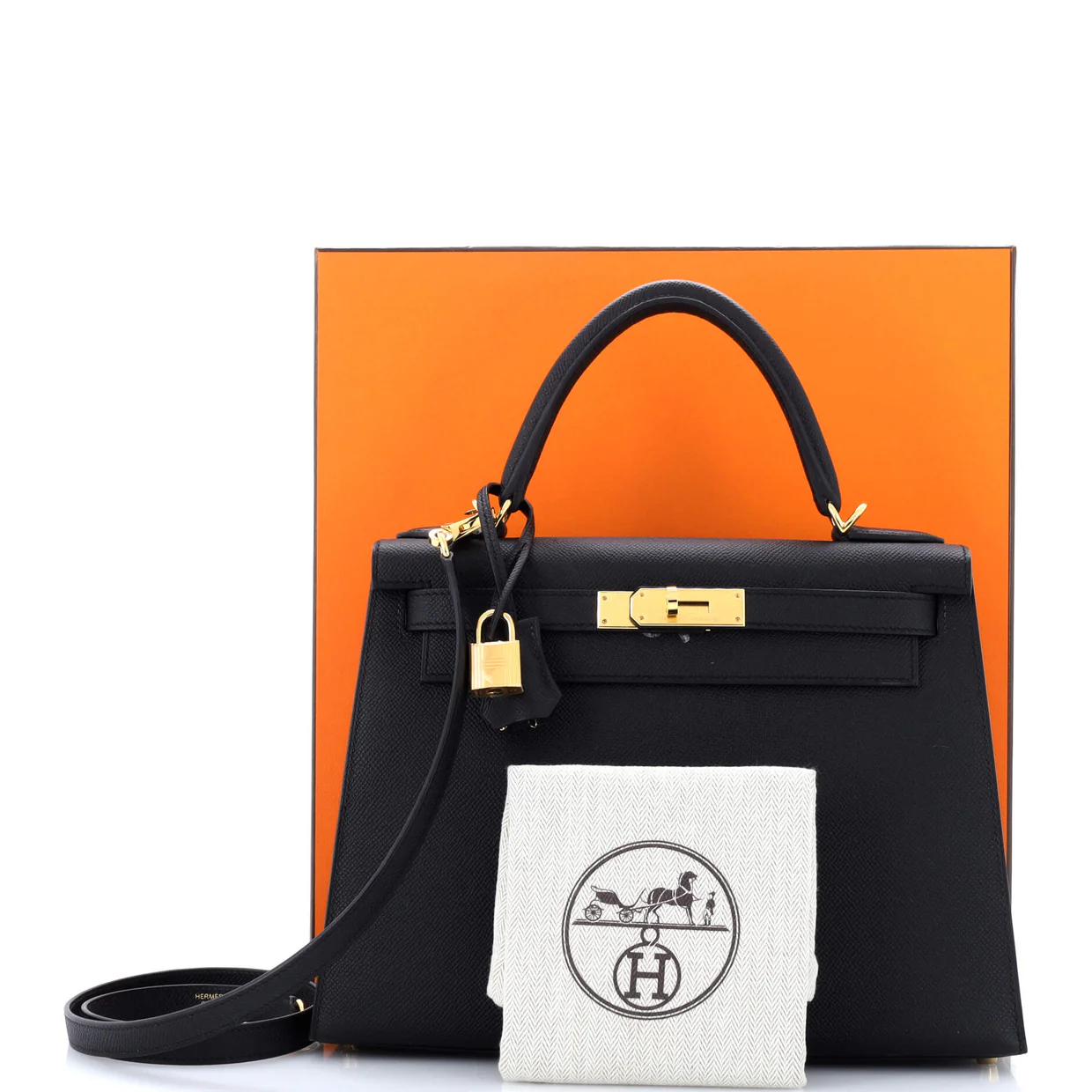 Kelly Handbag Noir Epsom with Gold Hardware 28 - Deep Luxury