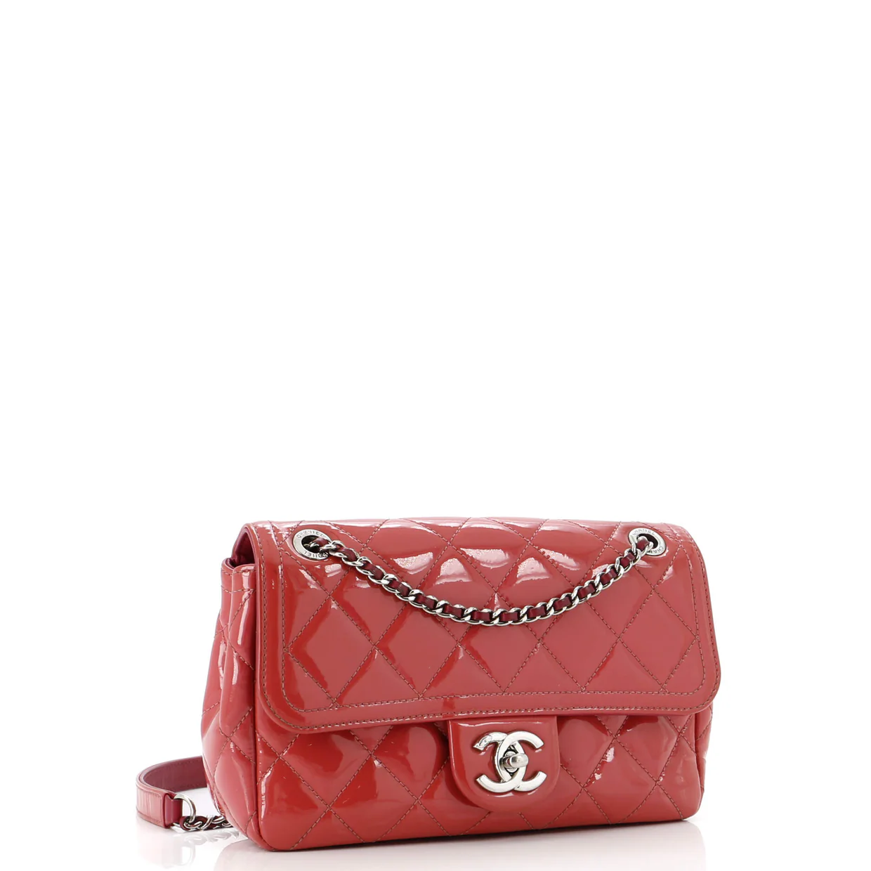 Coco Shine Flap Bag Quilted Patent Small - Deep Luxury