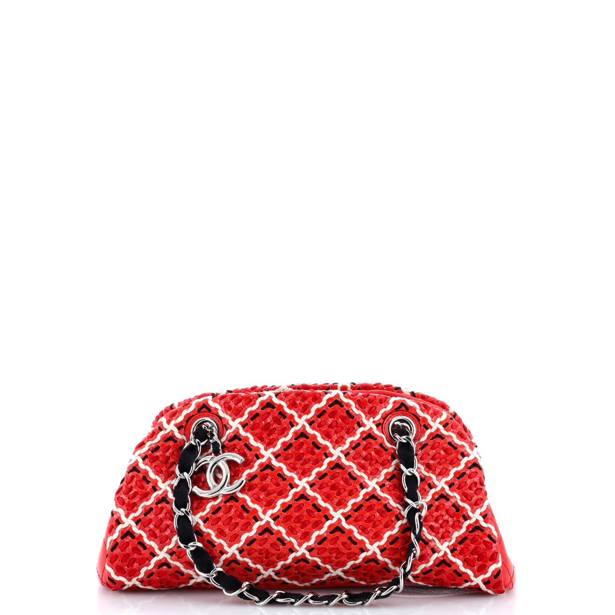 Just Mademoiselle Bag Woven Stitch Patent Small - Deep Luxury