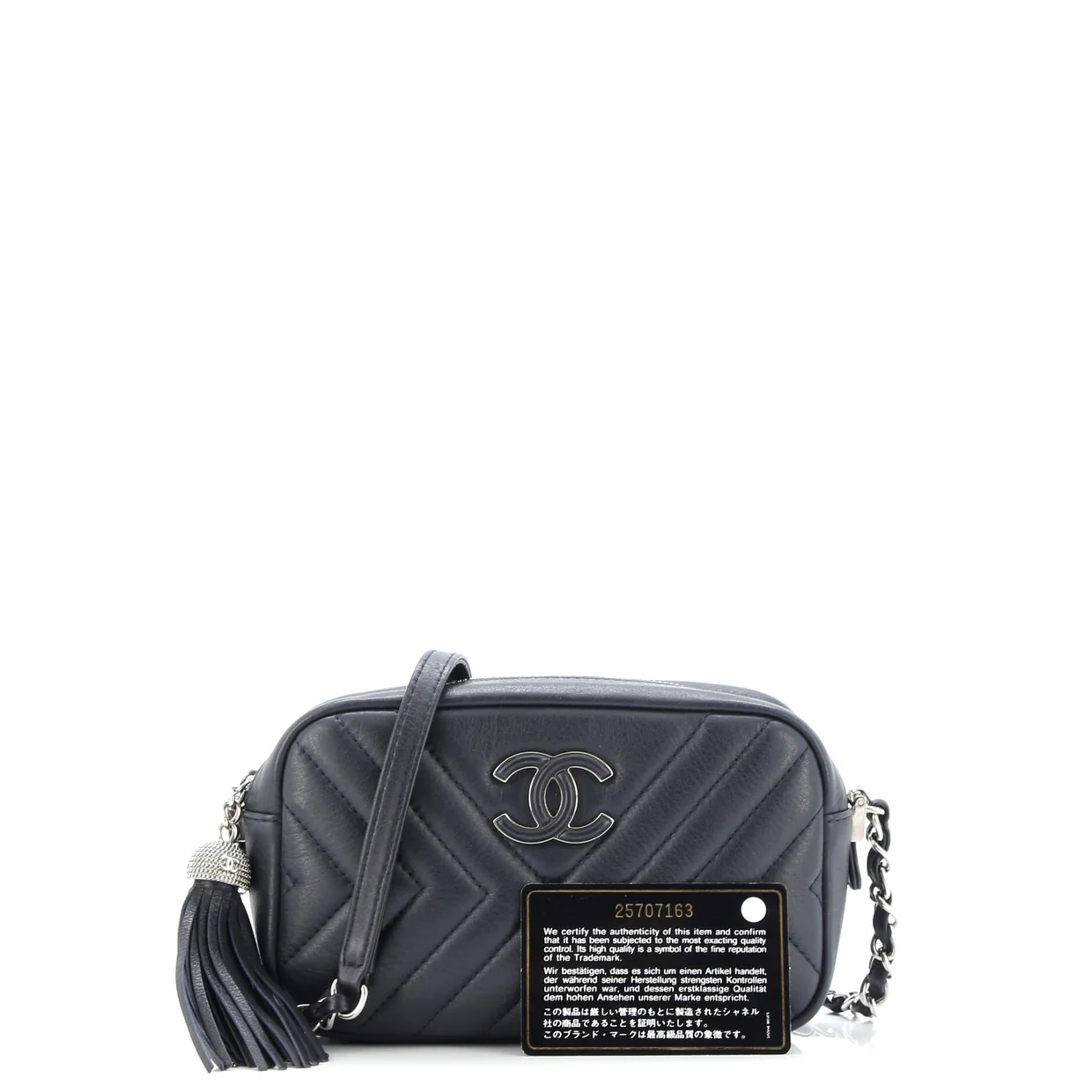 CC Tassel Camera Bag Diagonal Chevron Calfskin Mini - Deep Luxury